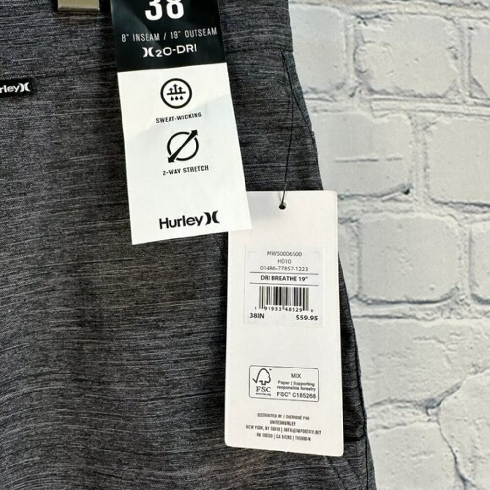 Hurley Men's H2O Dri Breathe 19" Outseam Hybrid Swim Board WalkShorts, Black - Picture 6 of 13